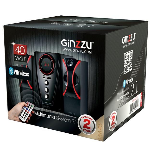 Ginzzu GM-407 2.1 с Bluetooth, выходная мощность 20Вт + 2х10Вт, аудиоплеер USB-flash, SD-card, FM-радио, пульт ДУ - 21 кнопка, стерео вход (2RCA), эквалайзер (обыч фото 4