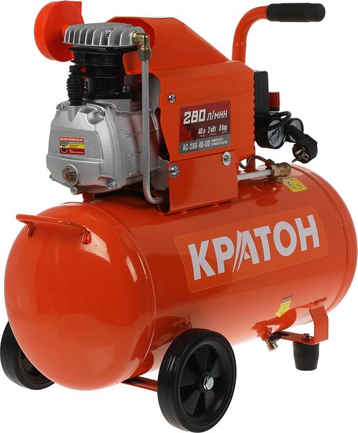 Компрессор поршневой Кратон AC-280-40-DD масляный 280л/мин 40л 2000Вт оранжевый фото 1