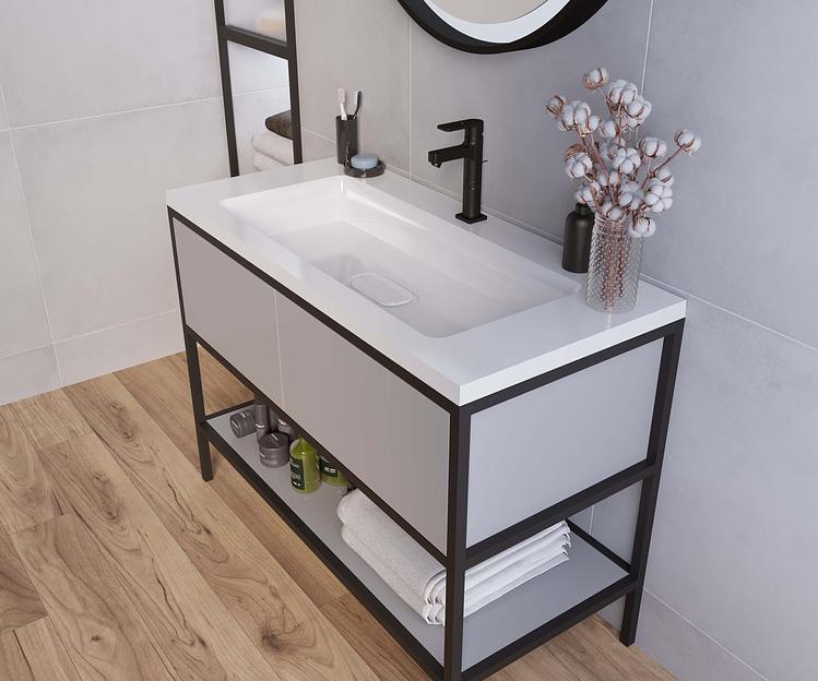 Раковина для ванной полувстраиваемая Uperwood Modul 100 см, белая глянцевая фото 3