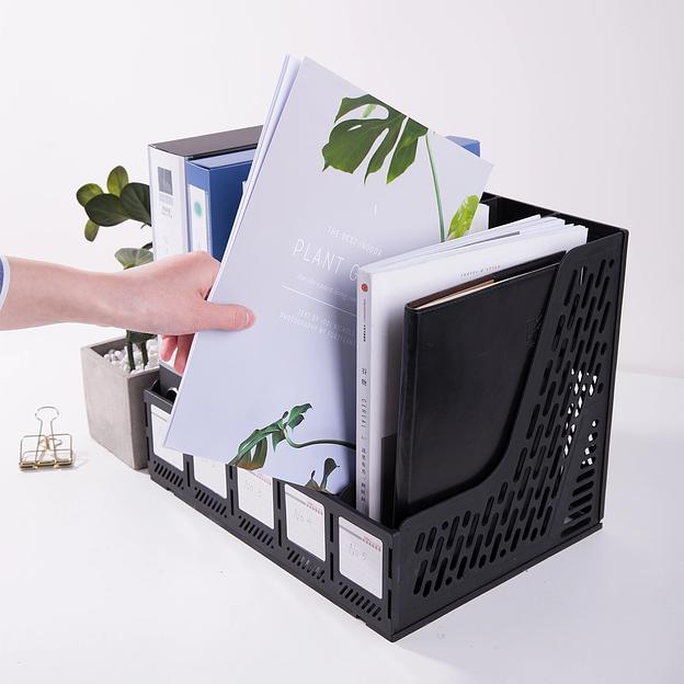 Лоток вертикальный Deli E9838black для бумаг 365x380x30мм черный фото 7