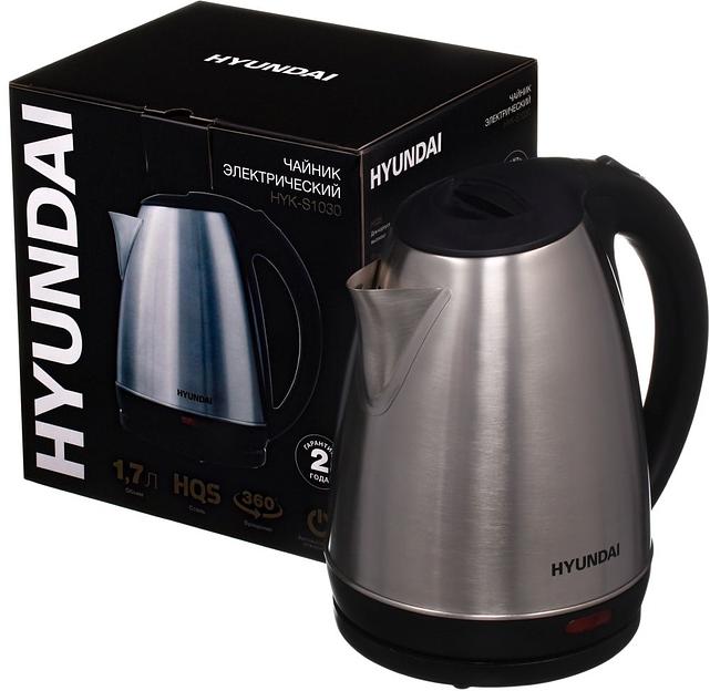 Чайник электрический Hyundai HYK-S1030 1.7л. 2200Вт серебристый матовый/черный (корпус: металл) фото 9