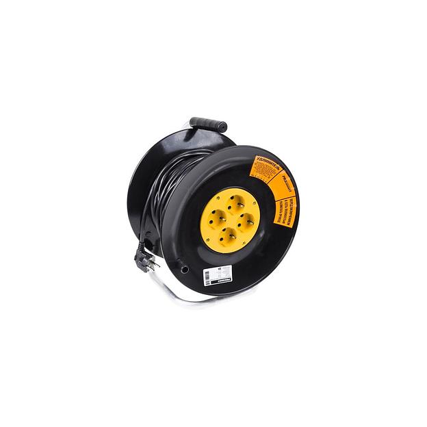 Удлинитель силовой PROCONNECT STANDARD, розеток 4шт, 3x1.0 кв.мм, 10A, 20м, ПВС, катушка, черный [11-7604] фото 1
