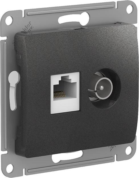 GLOSSA РОЗЕТКА двойная ТВ + компьютерная RJ45, кат. 5Е, АНТРАЦИТ фото 1