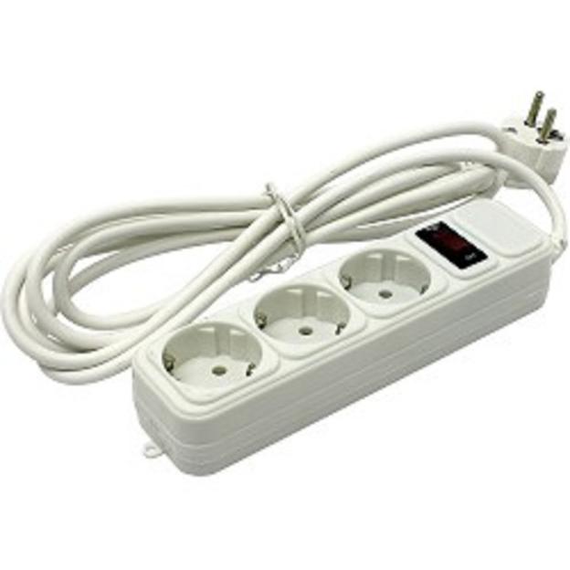 Exegate EX221181RUS Сетевой фильтр Exegate SP-3-3W (3 розетки, 3м, евровилка, белый) фото 1