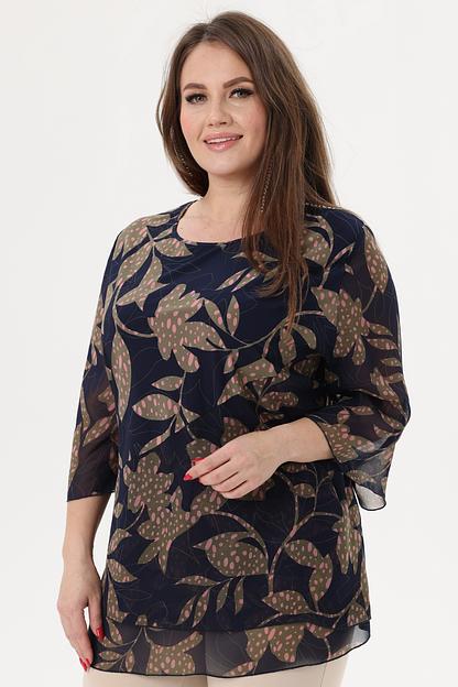 Туника женская  7024-23/02/Темно-синий, розовый  фото 2