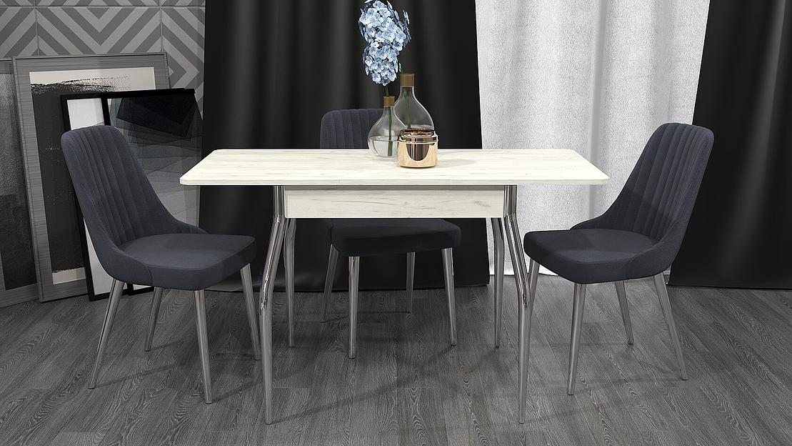 Стол обеденный Рио 90(+30)×60×75 см крафт белый фото 2