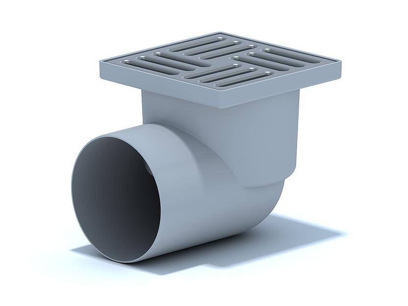 Трап горизонтальный выпуск 110 нержавеющая решетка 15х15см фото 1