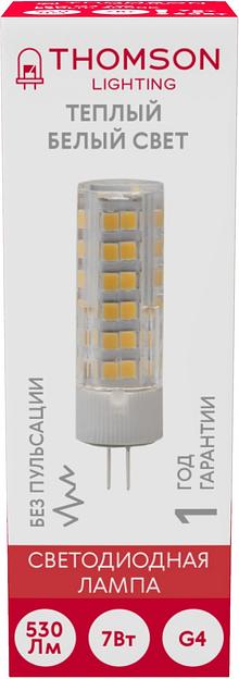 Лампа светодиодная Thomson TH-B4232 7Вт цок.:G4 капсул. 220B 3000K св.свеч.бел.теп. (упак.:1шт) фото 2
