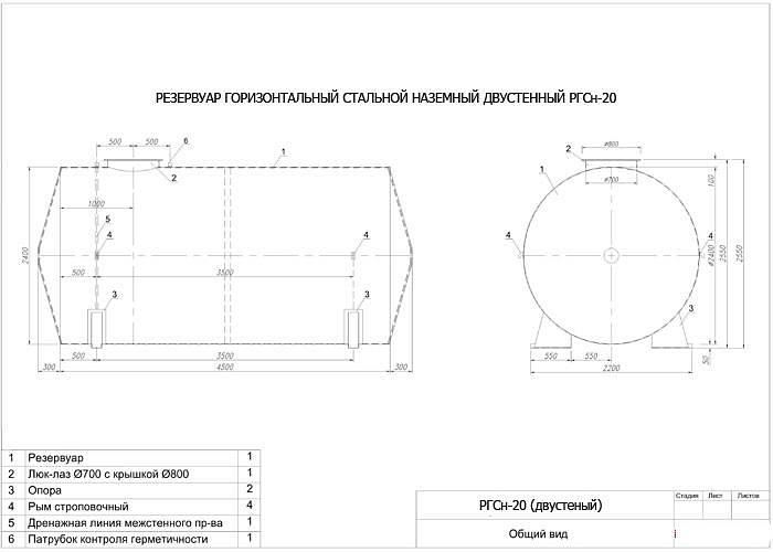 Резервуар горизонтальный стальной РГСн-20 фото 3