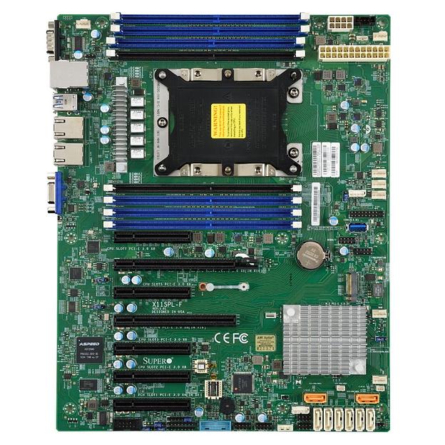 Материнская плата Supermicro Motherboard 1xCPU X11SPL-F 2nd Gen Xeon Scalable 165W/ 8xDIMM/ 8xSATA/ C621 RAID 0/1/5/10/ 2xGE/ 2xPCIex8(16), 4xPCIex8,1xPCIex4/ M.2(ATX)(Bulk) (MBD-X11SPL-F-B) фото 1