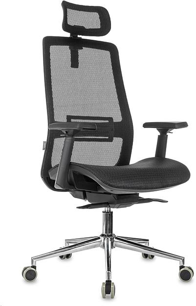 Кресло руководителя Бюрократ MC-912-H черный, сетка с подголов. крестов. металл хром фото 1