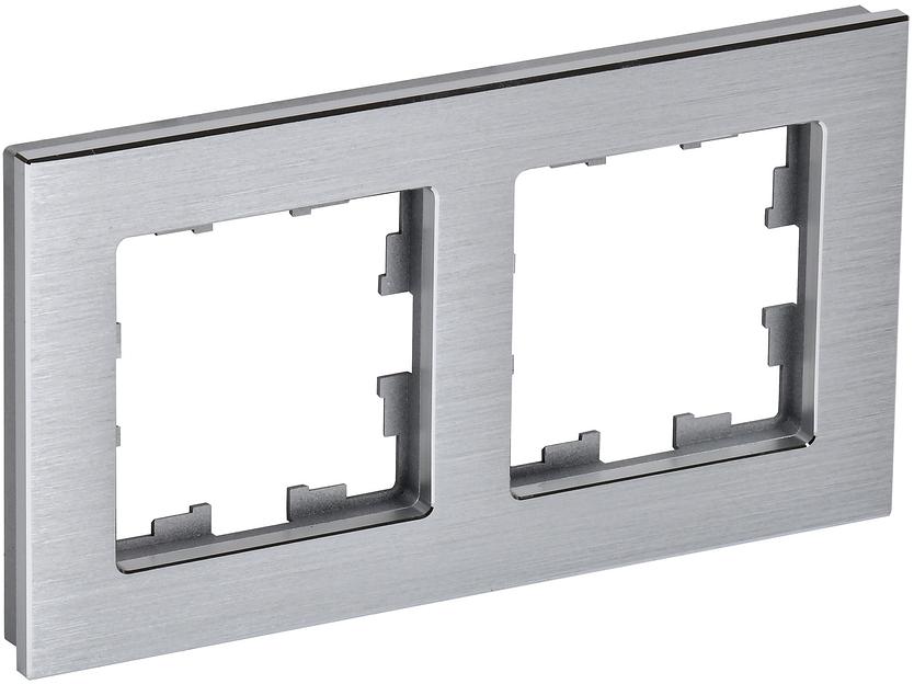 BRITE Рамка 2 поста РУ-2-1-БрА металл алюминий фото 1