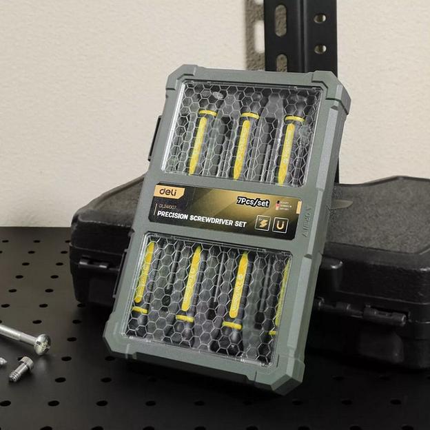 Набор прецизионных отверток 7 шт Deli DL241007 (SL2.0*50, SL2.5*50, SL3.0*50, PH00*50, PH0*50, Torx6*50, Torx8*50), сталь CrV, пласт.кейс фото 2