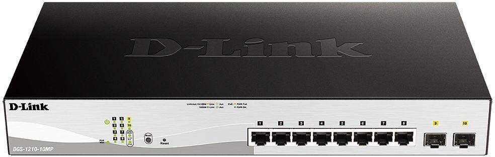 Коммутатор D-Link DGS-1210-10MP/FL 8G 2SFP 8PoE+ 130W управляемый фото 1