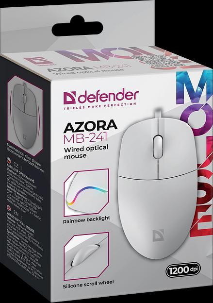 Defender Проводная оптическая мышь Azora MB-241 белый,3D,1200dpi,1,8м Defender 52242 фото 3