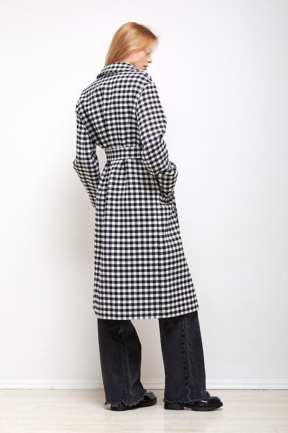 Женское демисезонное пальто деловое Mmoda чёрно-белый, арт.2202438-1 фото 3