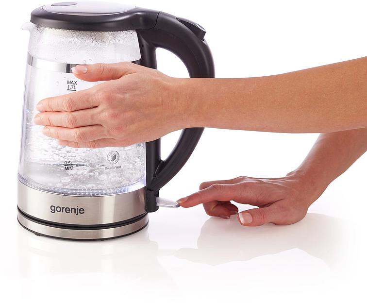 Чайник электрический Gorenje K17GDW 1.7л. 2200Вт черный корпус: металл/пластик фото 4