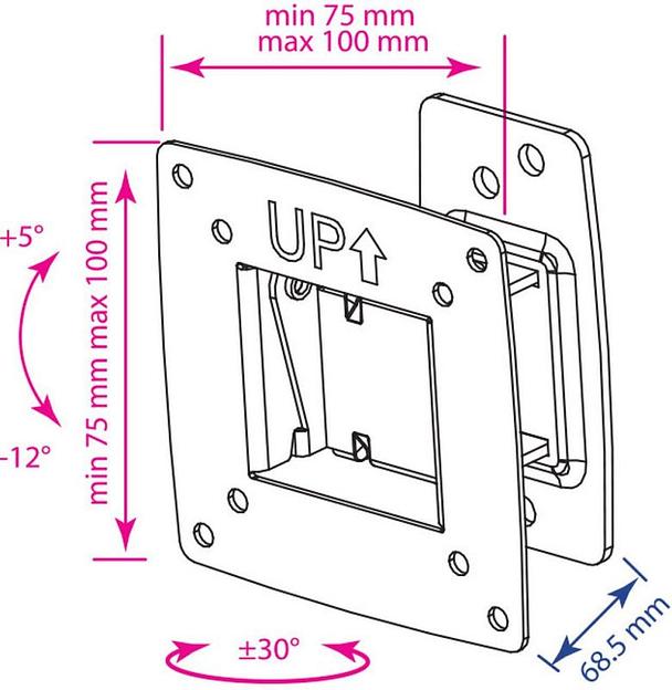 Кронштейн для телевизора Kromax OPTIMA-102 черный 10"-28" макс.25кг настенный поворот и наклон фото 3