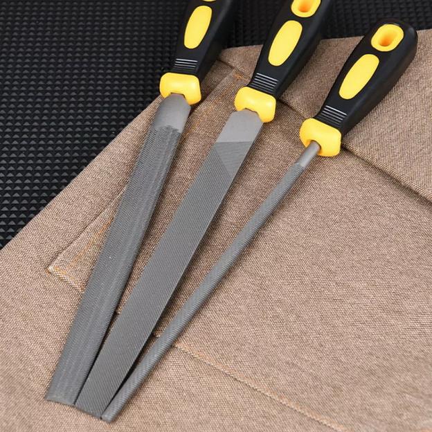 Набор напильников Deli DL352083 3шт инструментальная сталь T12, обрезиненная пластиковая рукоятка фото 3