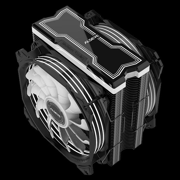 Кулер для процессора Alseye M120D, 2х120мм, 800~1700rpm, 4-pin, Al+Cu, черный/ARGB, 66CFM, 33.8дБ, 4-PIPE, TDP 180Вт, INTEL 1700/1200/115x/775/1366/2011, AMD AM5/AM4/AM3(+)/AM2(+)/FM2(+)/FM1 (AS.01.01.0024) фото 3