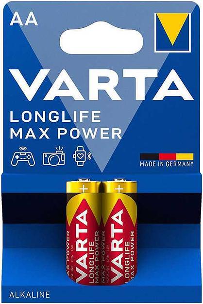 Батарейка Varta LONGLIFE MAX POWER (MAX TECH) LR6 AA BL2 Alkaline 1.5V (4706) (2/40/200) VARTA 04706101412 фото 1