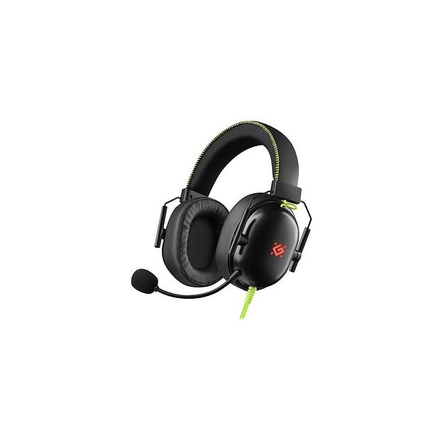 Гарнитура игровая Defender Toxic, для компьютера/мобильных устройств, накладные, проводные, черный / зеленый [64552] фото 1