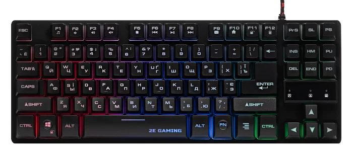 Клавиатура игровая 2E GAMING KG290 87 keys LED USB Black Ukr 2E-KG290UB фото 1