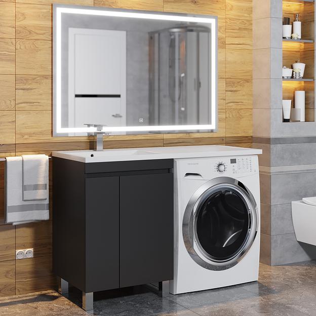 Тумба под стиральную машину Uperwood Magenta, 60 см, напольная, черная, с дверцами фото 4