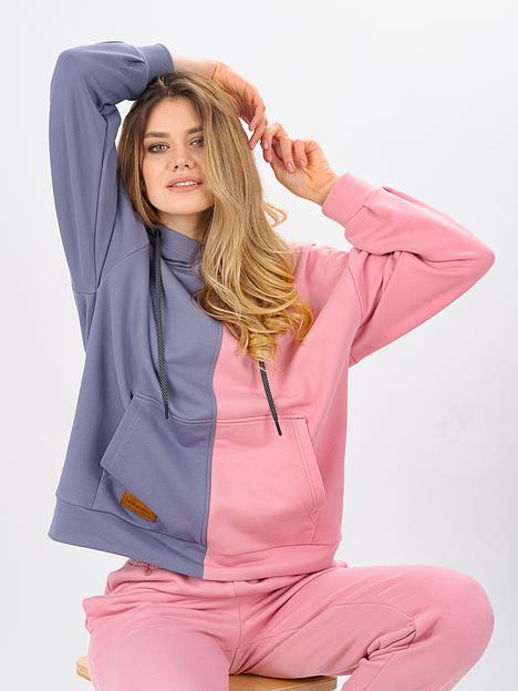 Худи женский мрамор/розовый зефир, опт фото 2