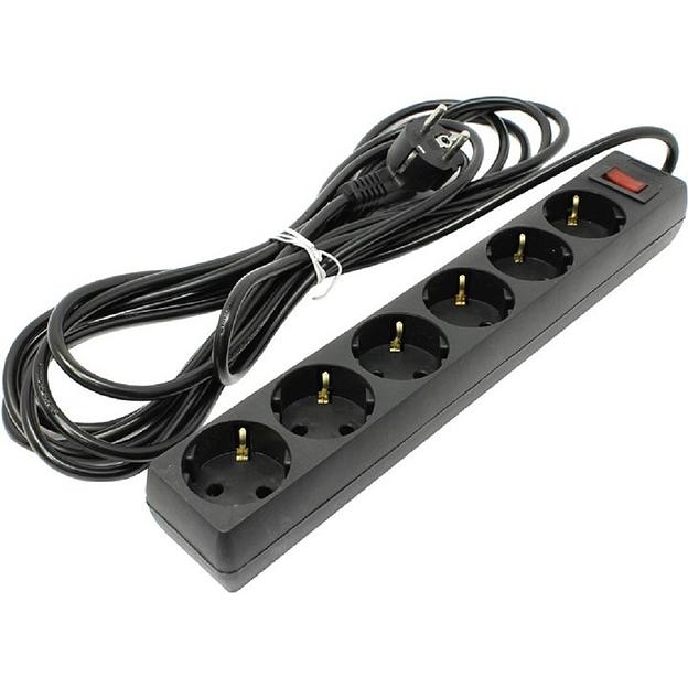 Exegate EX119395RUS Сетевой фильтр Exegate SP-6-5B (6 розеток, 5м, евровилка, черный) фото 1