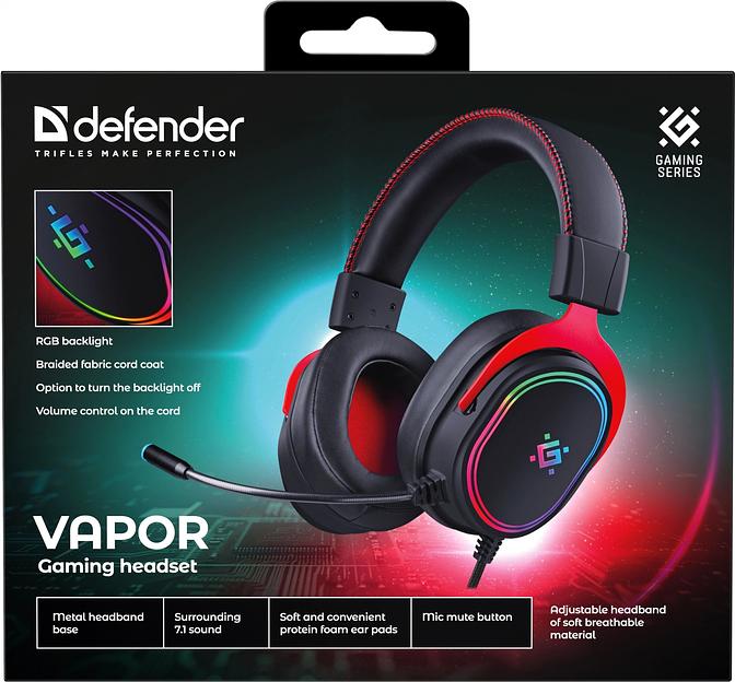 Гарнитура игровая DEFENDER (64584) Vapor черный, 7.1, RGB, провод 2.2 м фото 9