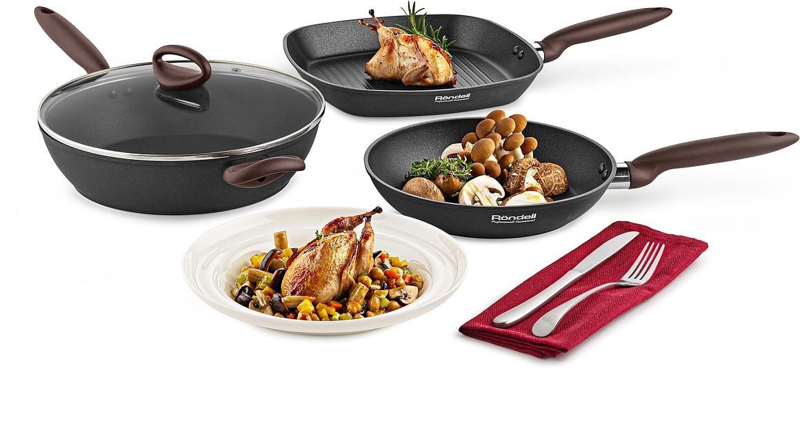 Сковорода Rondell Tierno RDA-1575 круглая 24см покрытие: Xylan Plus ручка несъемная (без крышки) черный фото 7