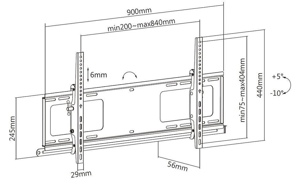 Кронштейн настенный наклонный Exell EXi-H1284-AT фото 6