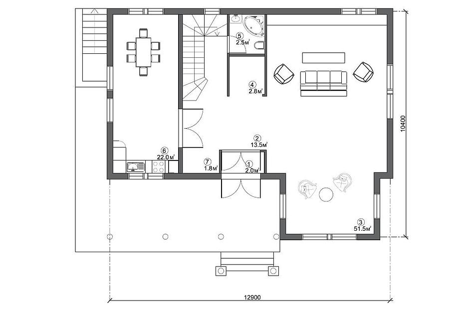 Проект каркасного дома «Дом КД-70-20» под ключ фото 2