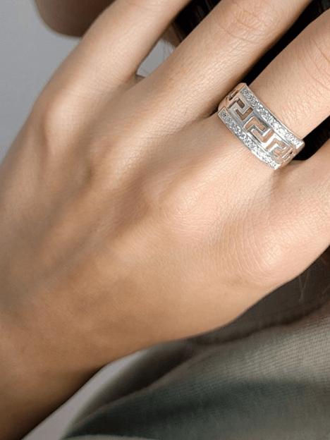 Серебряное кольцо с орнаментом и фианитами 925 фото 6