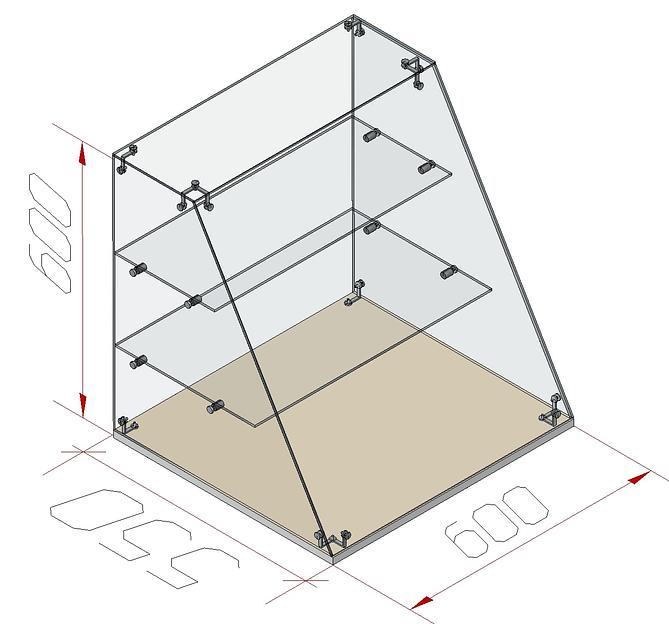 Настольная нейтральная кондитерская витрина 2 полки фасад с наклоном фото 3