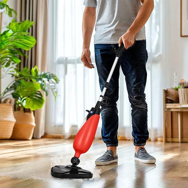 Швабра паровая Kitfort КТ-3939 1300Вт красный/черный фото 6