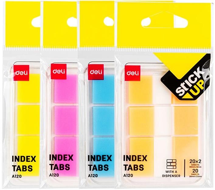 Закладки самокл. бумажные Deli EA120 38х25мм 4цв.в упак. 20лист фото 1