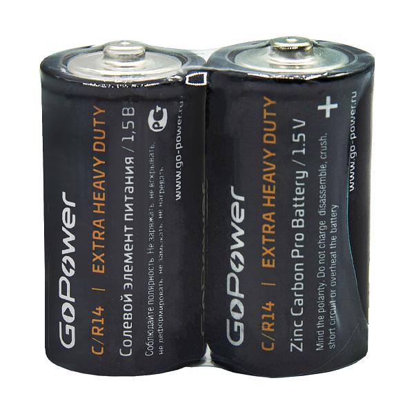 Батарейка GoPower R14 C Shrink 2 Heavy Duty 1.5V (2/24/288) Батарейка GoPower R14 C (00-00015596) фото 4