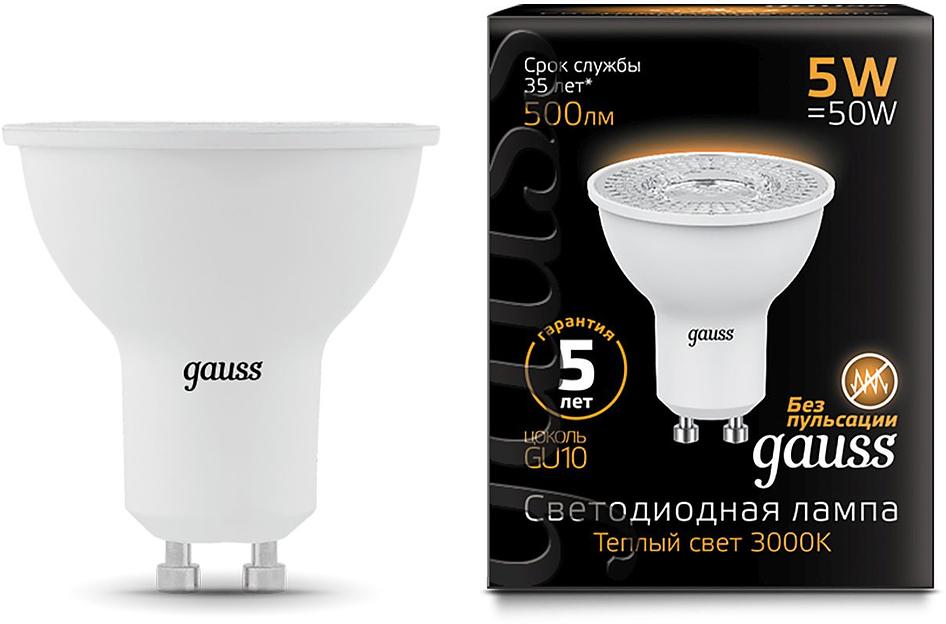 Лампа светодиодная Gauss Black 5Вт цок.:GU10 рефлек. 220B 3000K св.свеч.бел.теп. MR16 (упак.:10шт) (101506105) фото 2