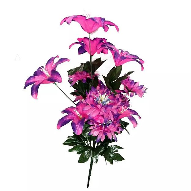 Букет лилий с астрами 13 голов (2 вида 7+6) 80см 006-512+579 фото 1