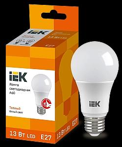Лампа светодиодная LED 13вт Е27 тепло-белый ECO IEK LLE-A60-13-230-30-E27, 1 шт фото 1