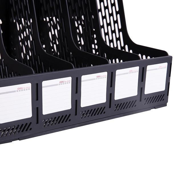 Лоток вертикальный Deli E9838black для бумаг 365x380x30мм черный фото 4