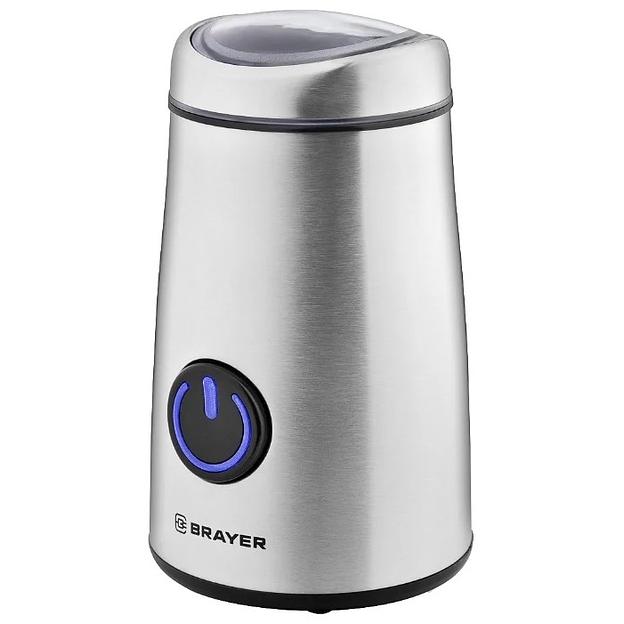 BRAYER 1184BR Кофемолка, 50 г.,Мощн. 150 Вт, нержавеющий корпус, Чаша из нерж.стали, Импульсн.режим фото 1