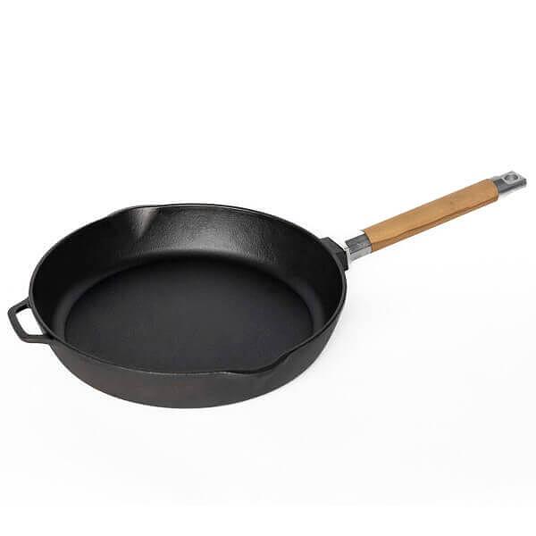 Сковорода d=28 см. h=5,5 см. чугун. со съем дерев. ручкой /1/ фото 1