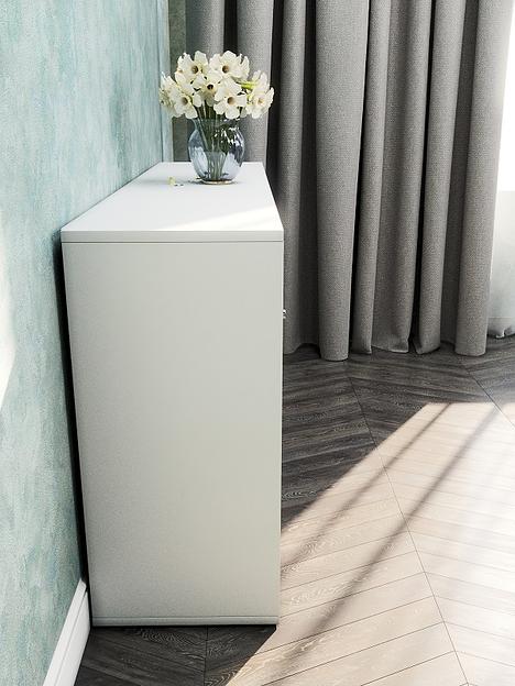 Стеллаж горизонтальный 8-секционный с дверцами Wood&Stone «Малави» 320 белый 136×34.5×69.3 см фото 5