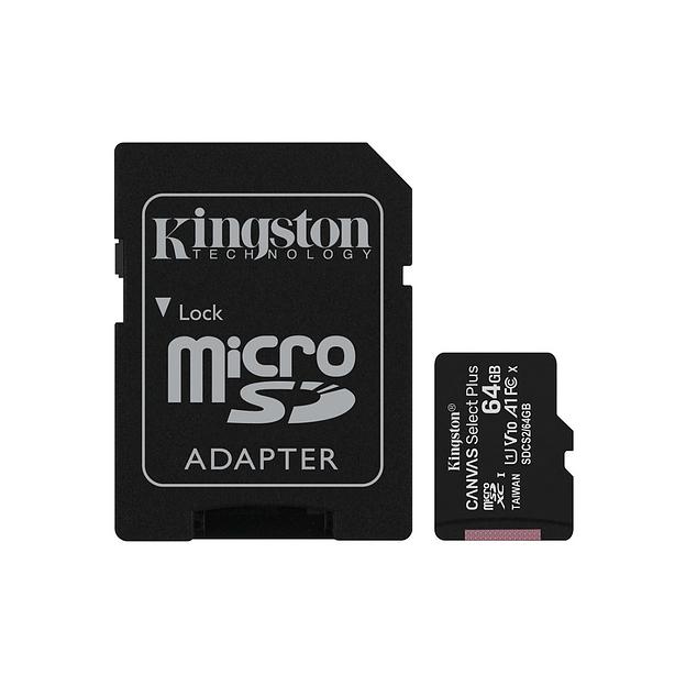 Карта памяти  Kingston  SDCS2/64GB  MicroSDXC 64GB  Canvas Select Plus  Class 10  с адаптером SD фото 1