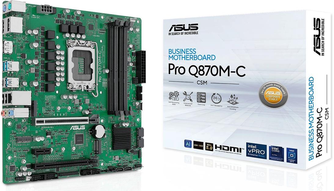 Материнская плата ASUS PRO Q870M-C-CSM, LGA1851, Q870, 4*DDR5, 4*SATA, 2*M.2, 3*USB 3.2, 2*USB 2.0, Type-C, 2*PCIx16, 1*PCIx1, 2*DP+VGA, mATX; 90MB1KEP-M0EAYC фото 8