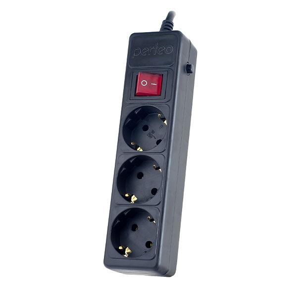 Perfeo Сетевой фильтр "POWER+",PF_A4668 (5,0м, 3 розетки, черный (PF-PP-3/5,0-B)) фото 1