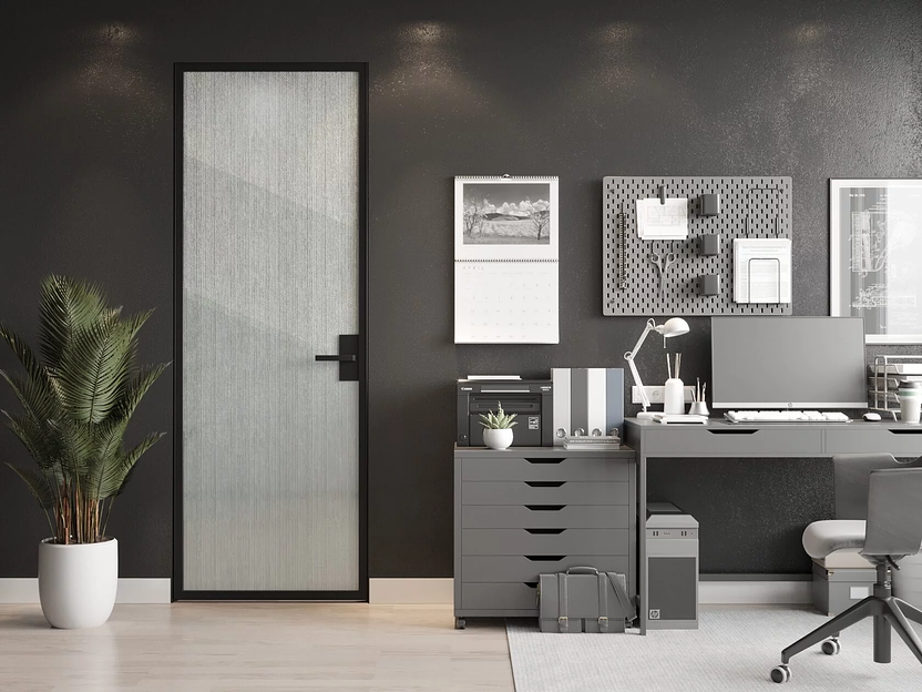 Межкомнатная дверь Linum, декоративный триплекс ED-508 (Холст) на заказ фото 1